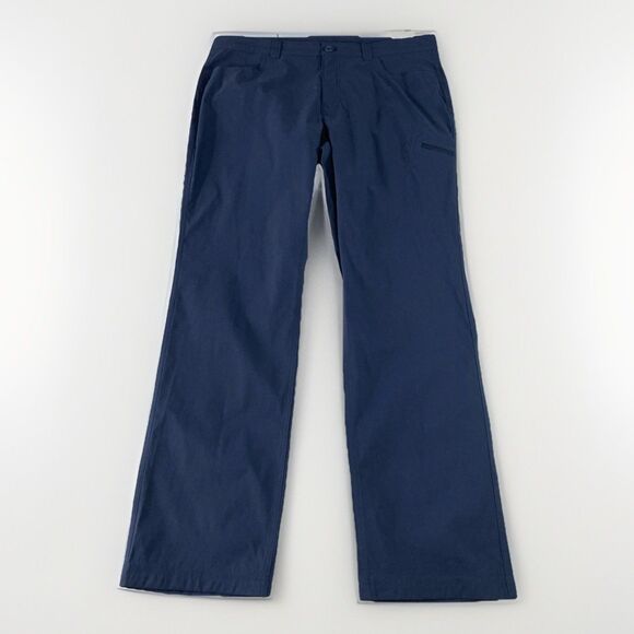 Eddie Bauer Rainier Pants Women’s 16 Blue Cargo Nylon Stretch Water Repellent - Picture 1 of 12